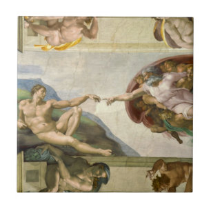Azulejo De Cerâmica Criação de Adão por Michelangelo (Criação de Adão)