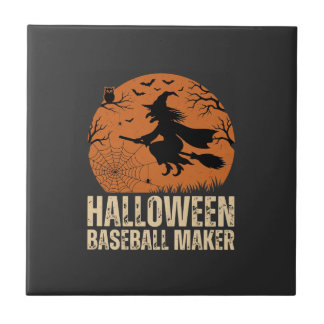 Azulejo De Cerâmica Criador de Basebol de Halloween Gráfico de Bruxa V