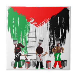Azulejo De Cerâmica Crianças de Gaza Pintando a Bandeira da Palestina