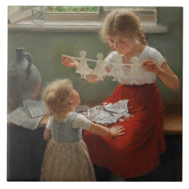 Azulejo De Cerâmica Crianças Fazeres Silhuettes (Crianças Cutes Brinca