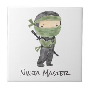 Azulejo De Cerâmica Crianças Ninja Cute Personalizáveis Gênero Verde N