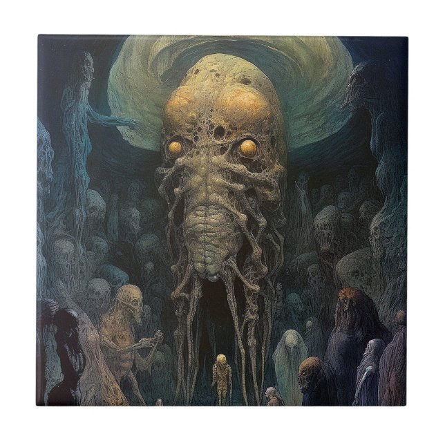 Azulejo De Cerâmica Criatura do submundo da Alienígena Demon (Frente)