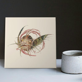 Azulejo De Cerâmica Criatura Fantástica Encantando Arte Nouveau Seder