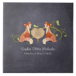 Azulejo De Cerâmica Criaturas de animais florestais, raposa e vinha re