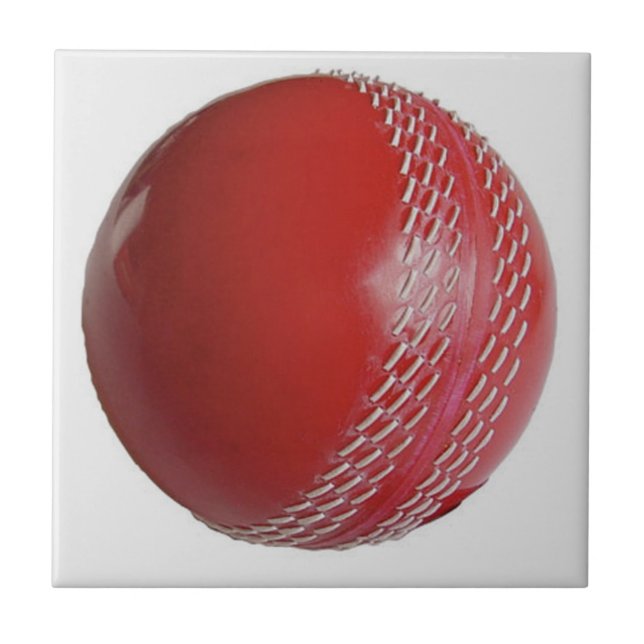 Azulejo De Cerâmica Cricket Ball Red Personalize Com Seu Nome (Frente)