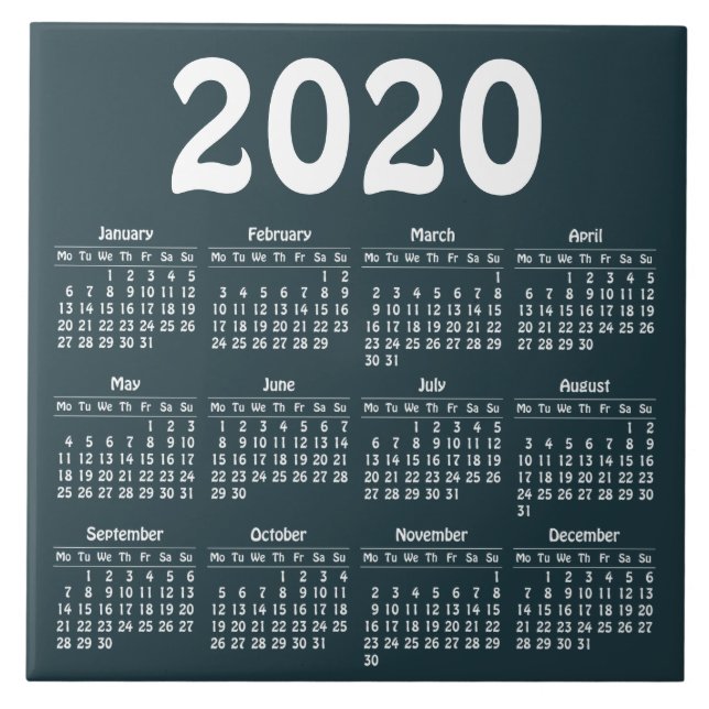 Azulejo De Cerâmica Crie seu próprio calendário 2020 (Frente)