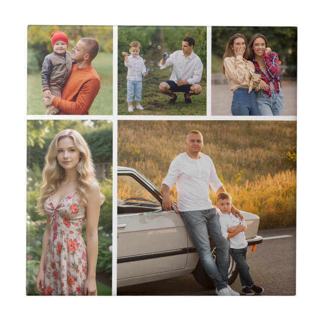 Azulejo De Cerâmica Crie sua própria colagem de fotos (Frente)