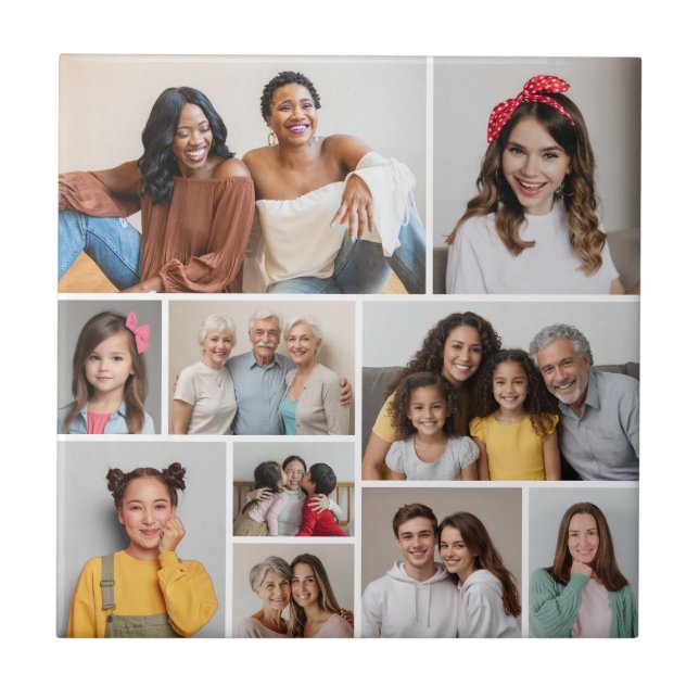 Azulejo De Cerâmica Crie sua própria colagem de fotos (Frente)