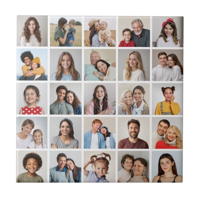 Azulejo De Cerâmica Crie Sua Própria Colagem De Fotos 25 (Frente)