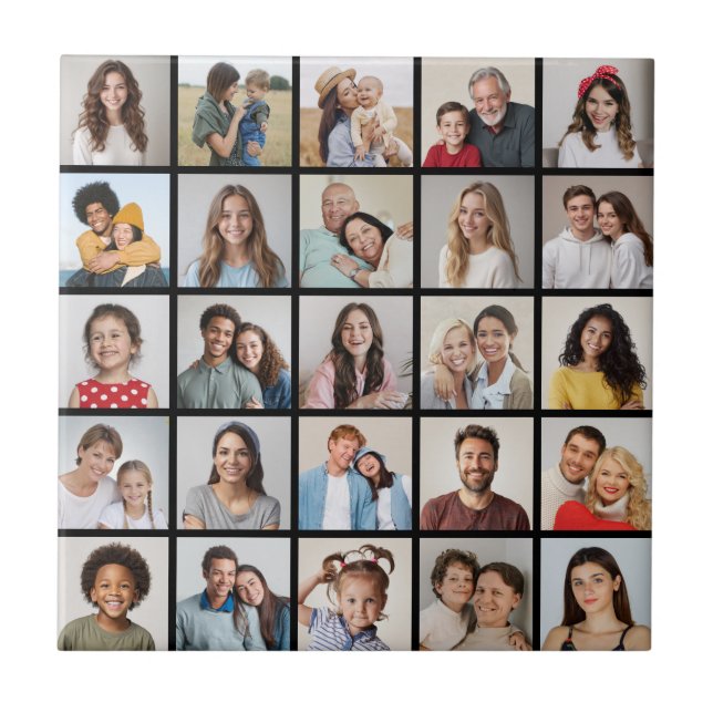 Azulejo De Cerâmica Crie Sua Própria Colagem De Fotos 25 (Frente)