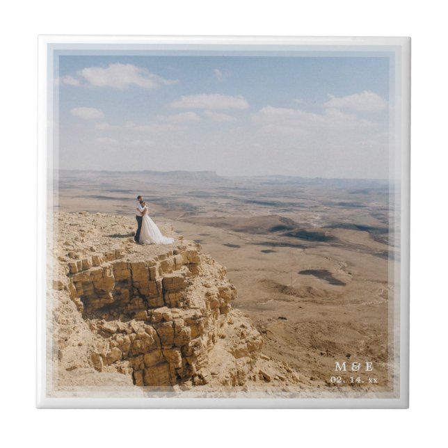 Azulejo De Cerâmica Crie Sua Própria Foto Personalizada De Casamento m (Frente)