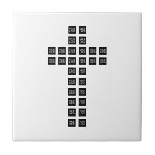 Azulejo De Cerâmica Crie um padrão cruzado com qualquer logotipo ou im