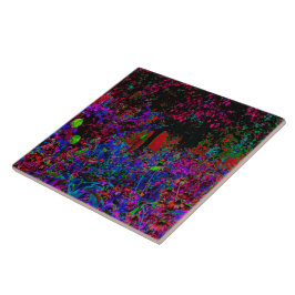 Azulejo De Cerâmica Crimson Red e Black Garden Sunrise Psicodélica