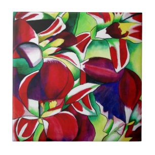 Azulejo De Cerâmica Crimson tropical Singapura Orquídeas