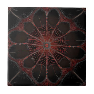 Azulejo De Cerâmica Crimson Web: Dança Fractal com a aranha Redback
