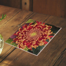 Azulejo De Cerâmica Crisântemo Floral Vermelho e Amarelo