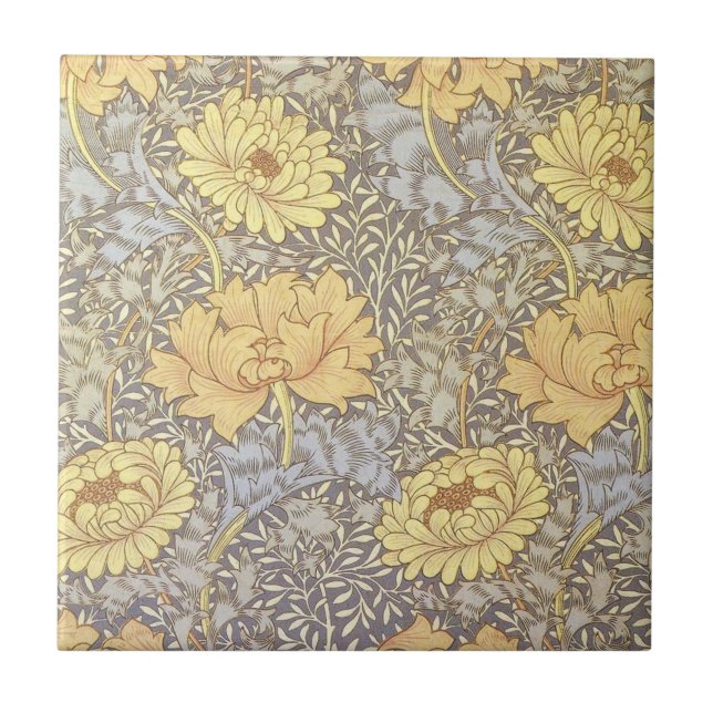 Azulejo De Cerâmica Crisântemo Flores Mãe William Morris (Frente)