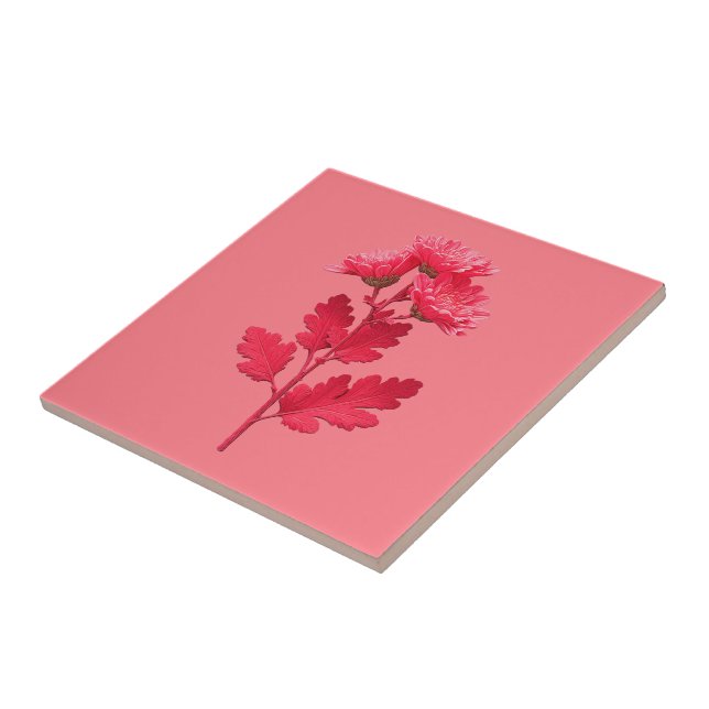 Azulejo De Cerâmica Crisântemo Rosa  (Lateral)