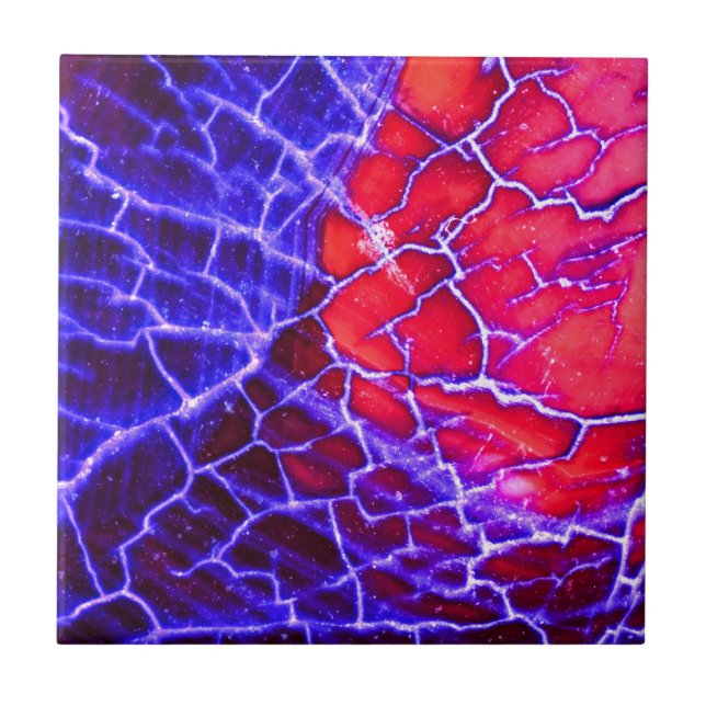 Azulejo De Cerâmica Cristal de quartzo rachado vermelho & roxo (Frente)
