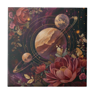 Azulejo De Cerâmica Cristal Planetário Nebulosa Celeste Roxo