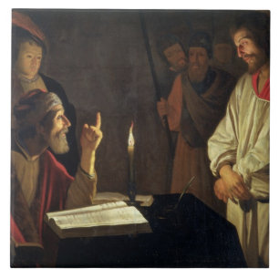 Azulejo De Cerâmica Cristo antes de Caiaphas (óleo em canvas)