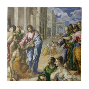 Azulejo De Cerâmica Cristo que cura as cortinas
