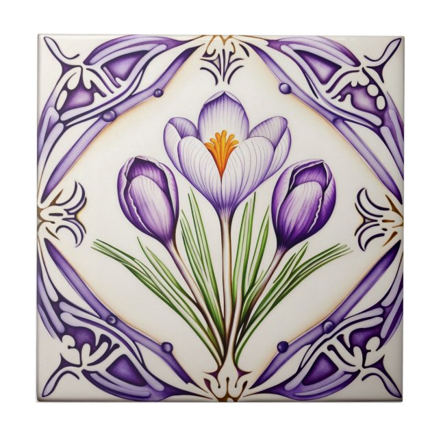 Azulejo De Cerâmica Crocus on Symmetric Art Nouveau (Frente)