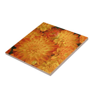 Azulejo De Cerâmica Crolisântemos de Laranja Fogo