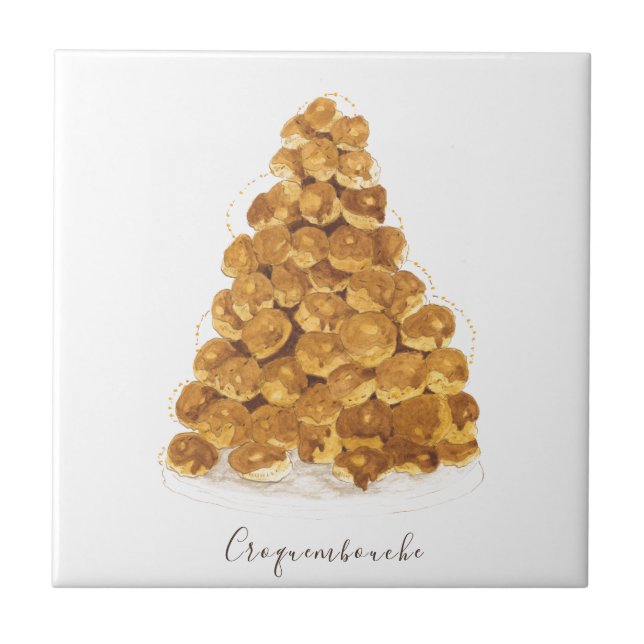 Azulejo De Cerâmica Croquembouche aquarela (Frente)