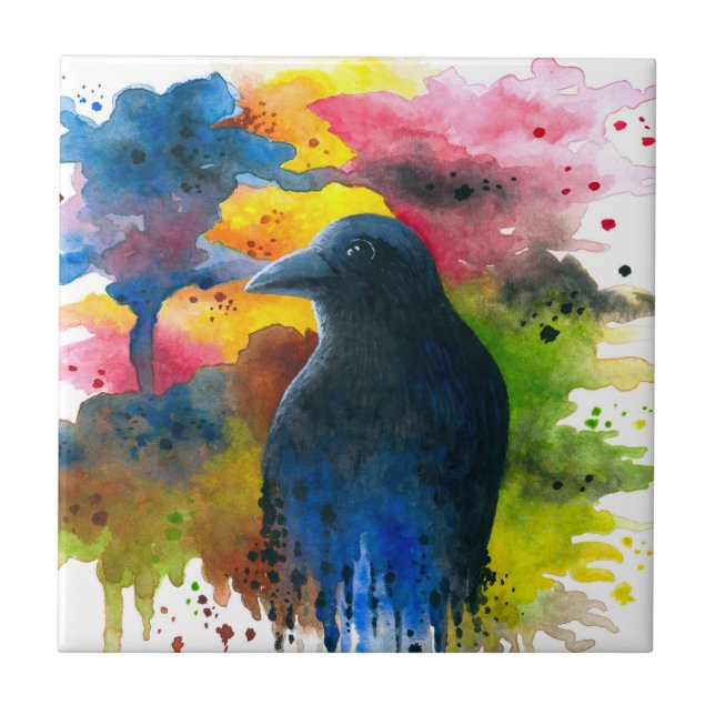 Azulejo De Cerâmica Crow Raven Bird 71 (Frente)