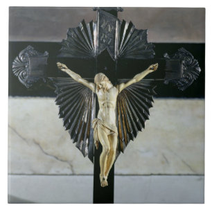 Azulejo De Cerâmica Crucificação, século XVII (marfim)