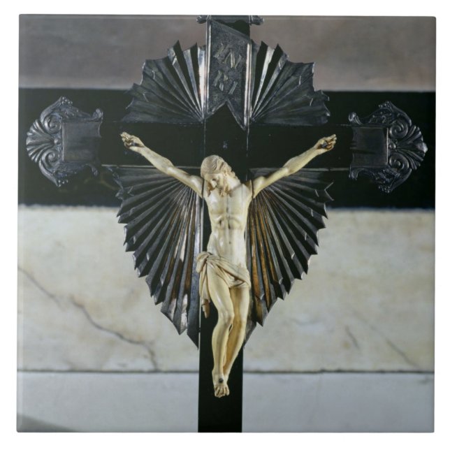 Azulejo De Cerâmica Crucificação, século XVII (marfim) (Frente)