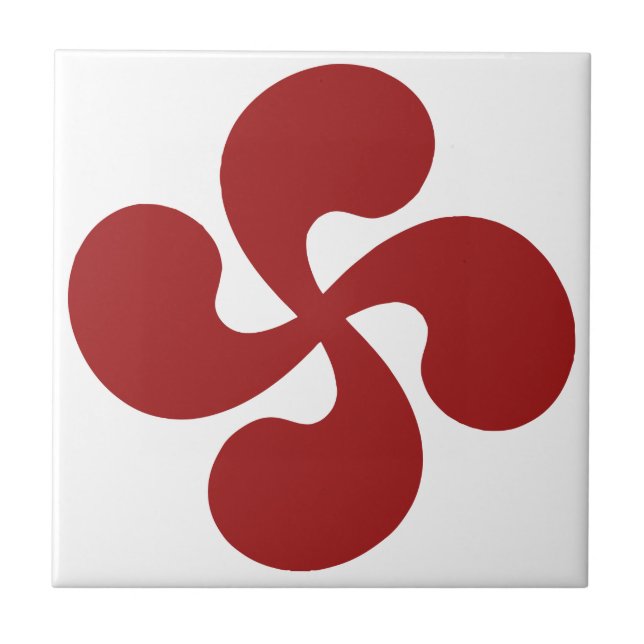 Azulejo De Cerâmica Cruz Basca Vermelho Lauburu (Frente)