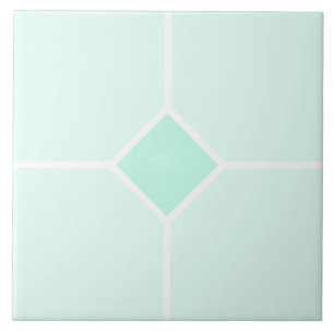 Azulejo De Cerâmica Cruz ciana clara do quadrado verde e branco