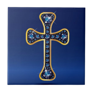 Azulejo De Cerâmica Cruz cristã com as pedras da "safira"