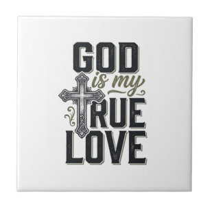 Azulejo De Cerâmica Cruz Cristã Deus É Meu Verdadeiro Amor Vetor