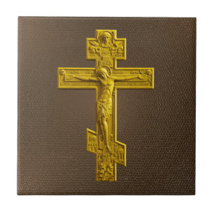 Azulejo De Cerâmica Cruz ortodoxa russa ouro