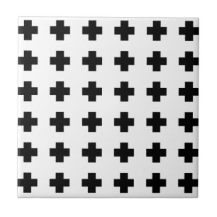 Azulejo De Cerâmica Cruz preta no branco
