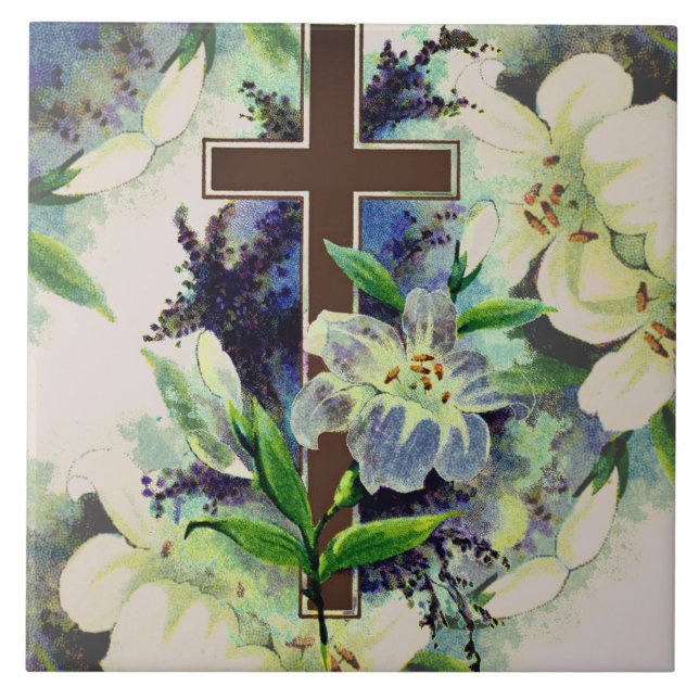 Azulejo De Cerâmica Cruzado E Flor (Frente)