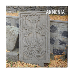 Azulejo De Cerâmica Cruzamentos de pedra antigos (khachkars) na Armên