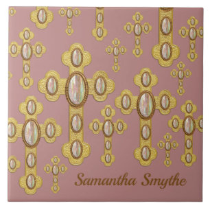 Azulejo De Cerâmica Cruzes Amigadas com 6 Faux Opals -