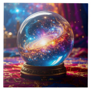 Azulejo De Cerâmica Crystal Ball - Vejo Um Evento Cósmico No Seu Futur