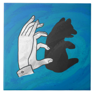 Azulejo De Cerâmica Cubo do Urso Sombra em Azul