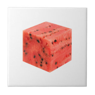 Azulejo De Cerâmica Cubo original de Comida de Melancia Vermelha doce