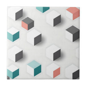 Azulejo De Cerâmica Cubos 3D Isométricos Padrão Geométrico Abstrato