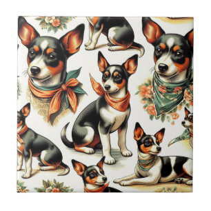 Azulejo De Cerâmica Cuja Vintage Rat Terrier não parece