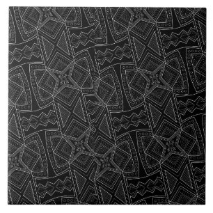 Azulejo De Cerâmica Cultura Africana - Preto e Branco