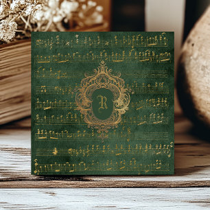Azulejo De Cerâmica Cume Crest Monograma Manuscrito de Música Verde Do