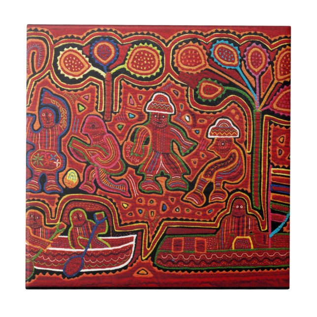 Azulejo De Cerâmica Cuna Indian Men in Cayucos (Frente)