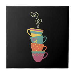 Azulejo De Cerâmica Cupas de porcelana, chá, café a vapor